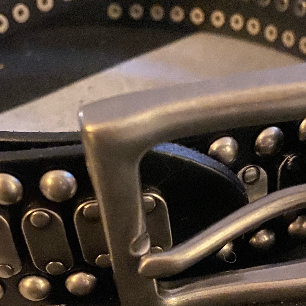 Studded Casual Italian Cowhide Leather Belts for Jeans Punk Rock River-34-36” - Picture 6 of 6